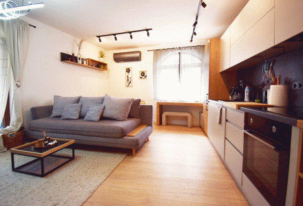 Stylish two-bedroom apartment after major renovation, new residential building, Bansko